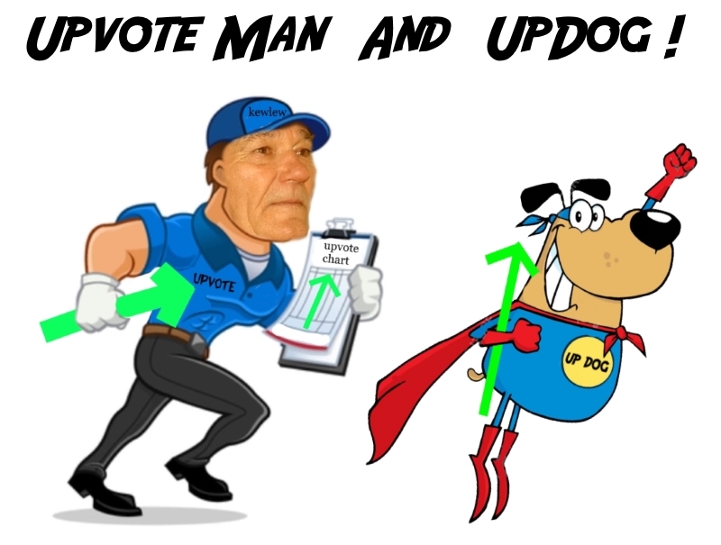 High Quality upvote man and upvote dog Blank Meme Template