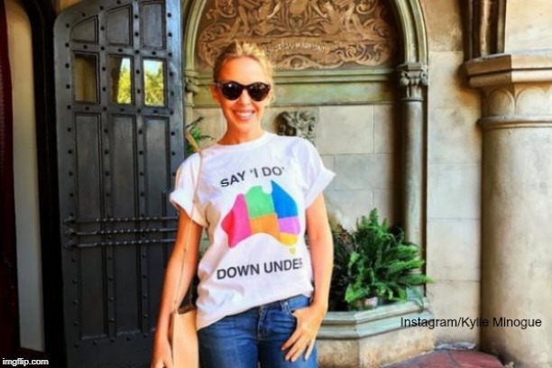 Kylie's pretty understated politically, but she and her sister have been consistent supporters of gay rights. | image tagged in kylie gay pride shirt,lgbt,lgbtq,gay rights,gay marriage,australia | made w/ Imgflip meme maker