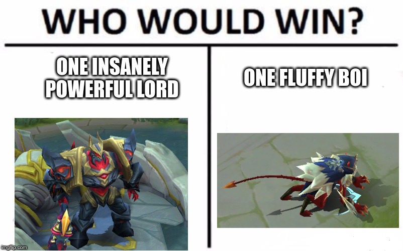 Who Would Win? | ONE FLUFFY BOI; ONE INSANELY POWERFUL LORD | image tagged in memes,who would win | made w/ Imgflip meme maker