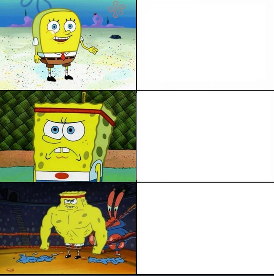 Increasingly Buff SpongeBob Blank Meme Template