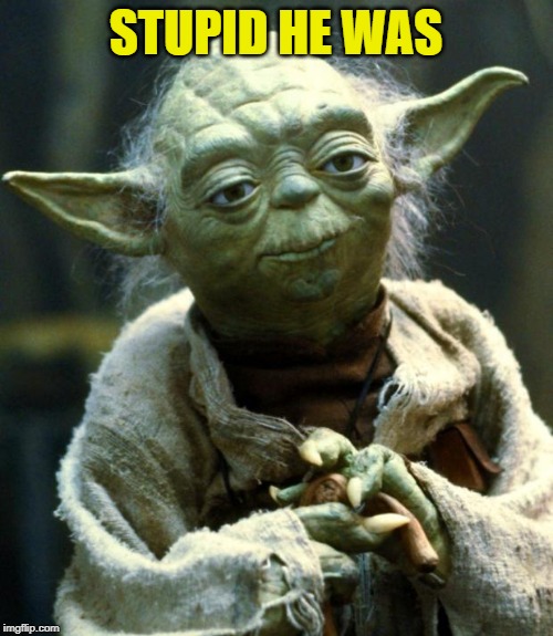 Star Wars Yoda Meme | STUPID HE WAS | image tagged in memes,star wars yoda | made w/ Imgflip meme maker