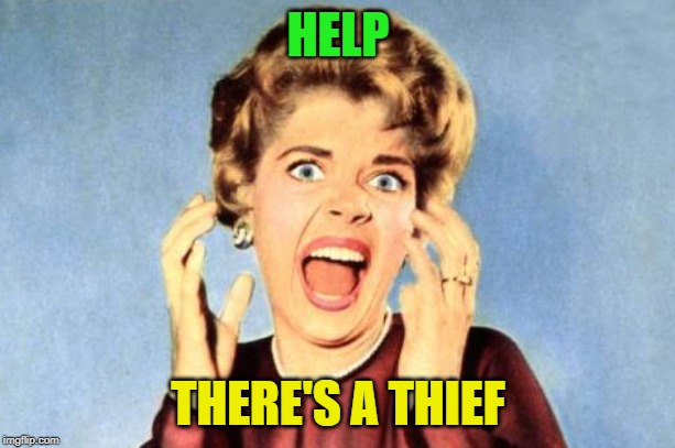 ScreamingLady | HELP THERE'S A THIEF | image tagged in screaminglady | made w/ Imgflip meme maker