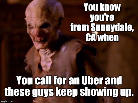 Buffy Uber | You know you're from Sunnydale, CA when; You call for an Uber and these guys keep showing up. | image tagged in buffy uber vamp,buffy the vampire slayer,memes | made w/ Imgflip meme maker