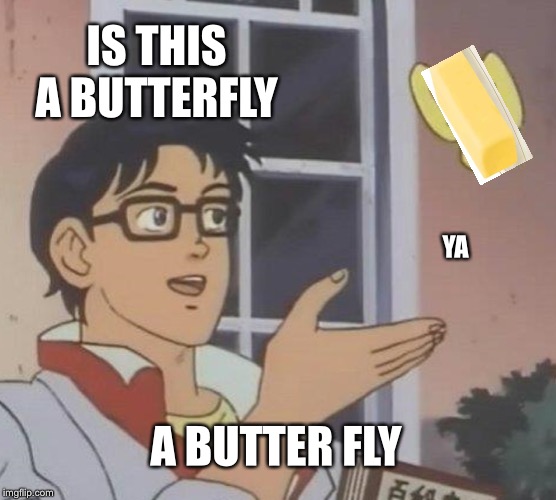 Is This A Pigeon | IS THIS A BUTTERFLY; YA; A BUTTER FLY | image tagged in memes,is this a pigeon | made w/ Imgflip meme maker