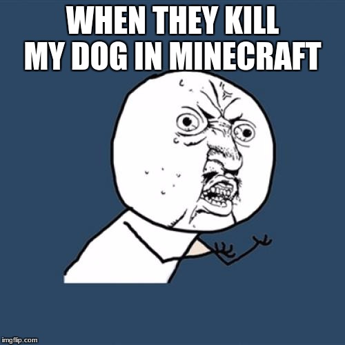 Y U No Meme | WHEN THEY KILL MY DOG IN MINECRAFT | image tagged in memes,y u no | made w/ Imgflip meme maker