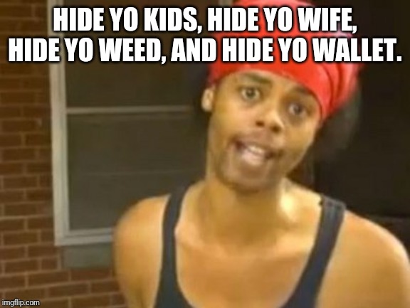 Hide Yo Kids Hide Yo Wife Meme | HIDE YO KIDS, HIDE YO WIFE, HIDE YO WEED, AND HIDE YO WALLET. | image tagged in memes,hide yo kids hide yo wife | made w/ Imgflip meme maker
