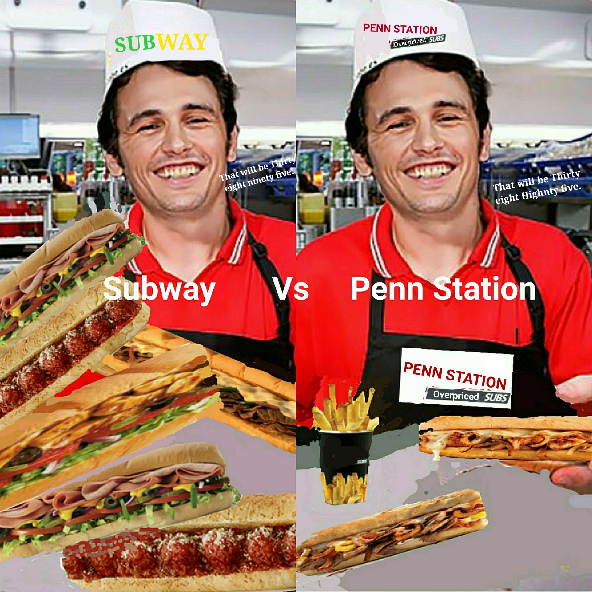 High Quality Subway VS Penn Station Blank Meme Template