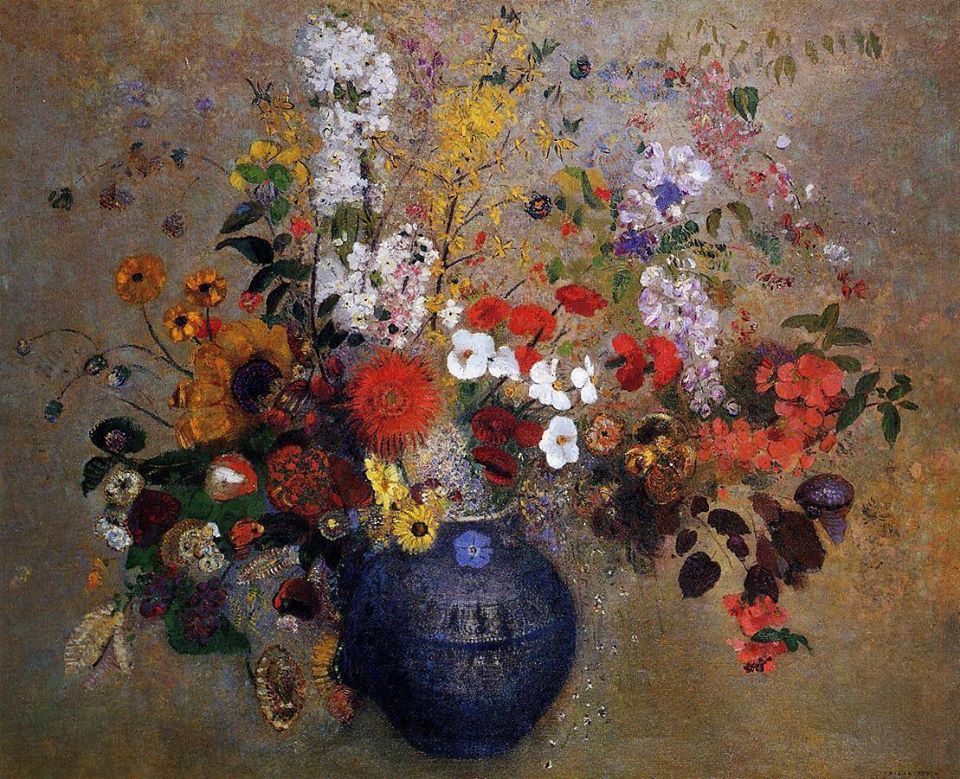High Quality BOUQUET OF FLOWERS BY ODILON REDON Blank Meme Template