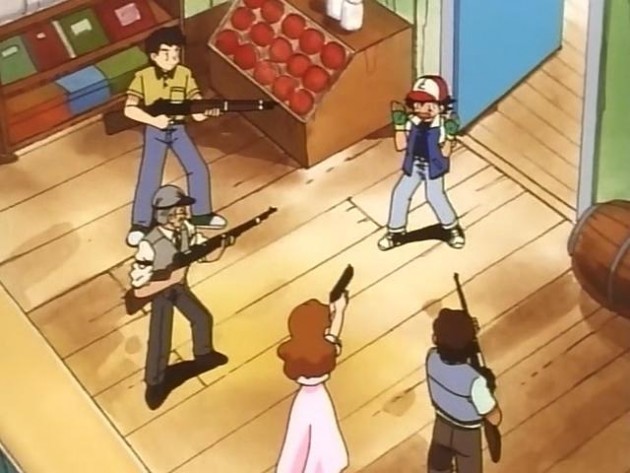 High Quality People pointing guns at Ash Blank Meme Template