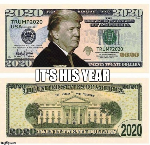 IT'S HIS YEAR | image tagged in trump,trump 2020 | made w/ Imgflip meme maker