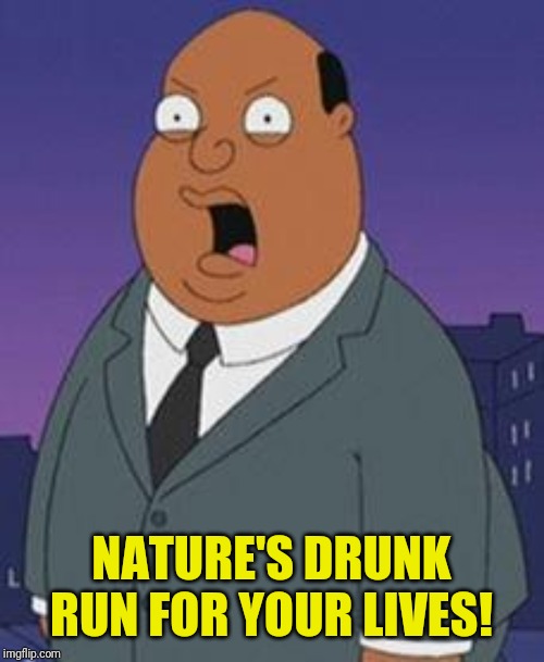 Family guy weatherman | NATURE'S DRUNK RUN FOR YOUR LIVES! | image tagged in family guy weatherman | made w/ Imgflip meme maker