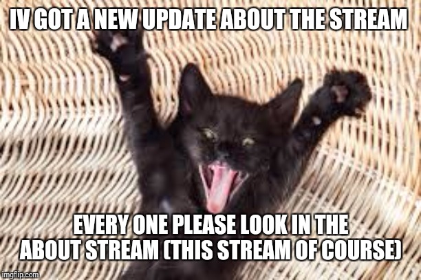 Arms out | IV GOT A NEW UPDATE ABOUT THE STREAM; EVERY ONE PLEASE LOOK IN THE ABOUT STREAM (THIS STREAM OF COURSE) | image tagged in arms out | made w/ Imgflip meme maker