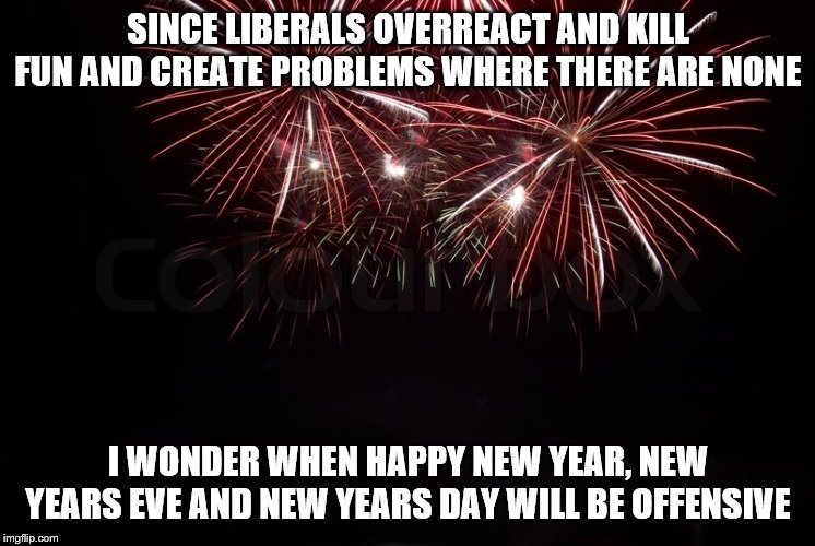 How pathetic if that ever comes to be the case. HAPPY NEW YEAR!!!!!! | SINCE LIBERALS OVERREACT AND KILL FUN AND CREATE PROBLEMS WHERE THERE ARE NONE; I WONDER WHEN HAPPY NEW YEAR, NEW YEARS EVE AND NEW YEARS DAY WILL BE OFFENSIVE | image tagged in happy new year,holidays,stupid liberals | made w/ Imgflip meme maker