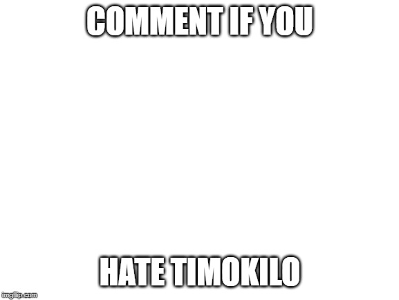 Blank White Template | COMMENT IF YOU; HATE TIMOKILO | image tagged in blank white template | made w/ Imgflip meme maker