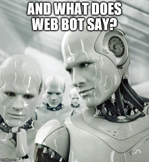 Robots | AND WHAT DOES WEB BOT SAY? | image tagged in memes,robots | made w/ Imgflip meme maker