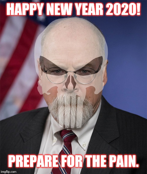 Happy New Year from Red Bull Durham | HAPPY NEW YEAR 2020! PREPARE FOR THE PAIN. | image tagged in john durham punisher,government corruption,punisher,and justice for all,gitmo,the great awakening | made w/ Imgflip meme maker