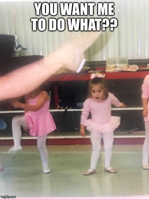 Megan’s ballet moment | YOU WANT ME TO DO WHAT?? | image tagged in megans ballet moment | made w/ Imgflip meme maker