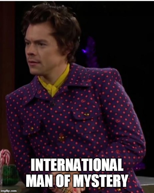 INTERNATIONAL MAN OF MYSTERY | image tagged in austin powers,harry styles | made w/ Imgflip meme maker