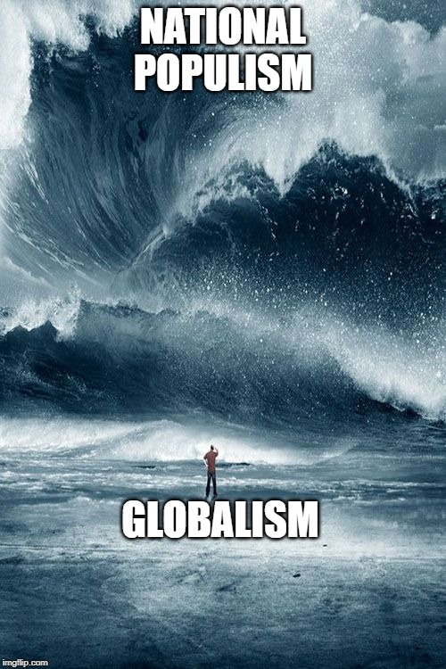 Tidal Wave | NATIONAL POPULISM; GLOBALISM | image tagged in tidal wave | made w/ Imgflip meme maker