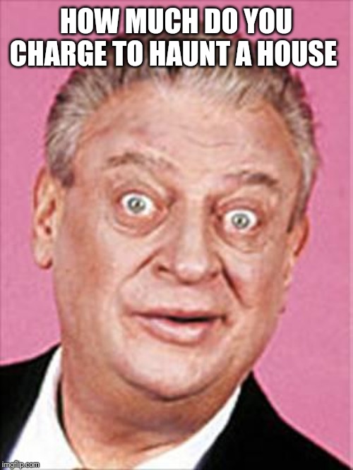 rodney dangerfield | HOW MUCH DO YOU CHARGE TO HAUNT A HOUSE | image tagged in rodney dangerfield | made w/ Imgflip meme maker