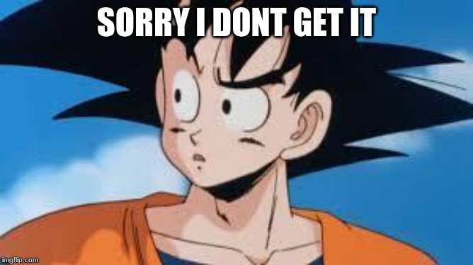 goku confused | SORRY I DONT GET IT | image tagged in goku confused | made w/ Imgflip meme maker