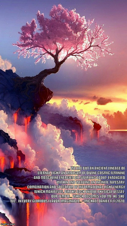 On the Edge of Wonder, We Are... | … WE ARE BUT AN ANCIENT LINEAGE OF ETERNAL LIGHT, AN AMALGAM OF DIVINE COSMIC FEMININE AND MASCULINE ENERGIES ALL SWIRLING ABOUT, ENTANGLED WITHIN AND WEAVING AN INFINITE TAPESTRY, COMBINATION AND SPECTRUM OF INFORMATIONAL LIGHT ENERGY WHICH MANIFESTS, BIRTHS EACH UNIQUE PHYSICAL VESSEL, OUR TEMPLE... WHICH BECOMES YOU, ME, HE, SHE, WE... IN EVERY GLORIOUS FLAVOR IMAGINABLE… ~MICHAEL DANIEL 1/1/2020 | image tagged in on the edge of wonder we are | made w/ Imgflip meme maker