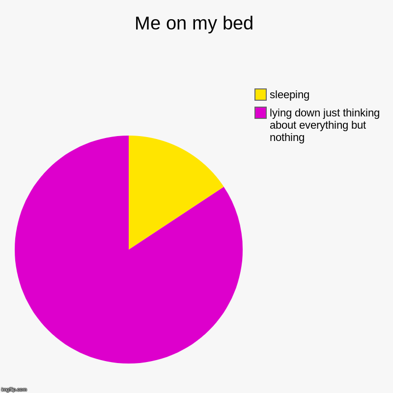 Me on my bed | lying down just thinking about everything but nothing , sleeping | image tagged in charts,pie charts | made w/ Imgflip chart maker