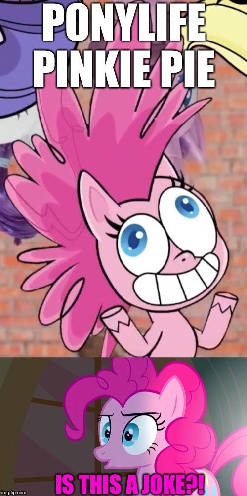 Pinkie Pie reacts PonyLife Pinkie Pie | PONYLIFE PINKIE PIE; IS THIS A JOKE?! | image tagged in pinkie pie,my little pony friendship is magic,weird,toys,2020 | made w/ Imgflip meme maker