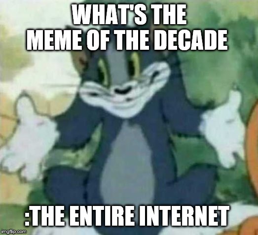 tom i dont know meme |  WHAT'S THE MEME OF THE DECADE; :THE ENTIRE INTERNET | image tagged in tom i dont know meme | made w/ Imgflip meme maker