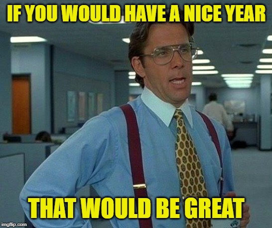 That Would Be Great Meme | IF YOU WOULD HAVE A NICE YEAR THAT WOULD BE GREAT | image tagged in memes,that would be great | made w/ Imgflip meme maker
