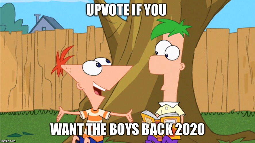 Phineas and Ferb | UPVOTE IF YOU; WANT THE BOYS BACK 2020 | image tagged in phineas and ferb | made w/ Imgflip meme maker