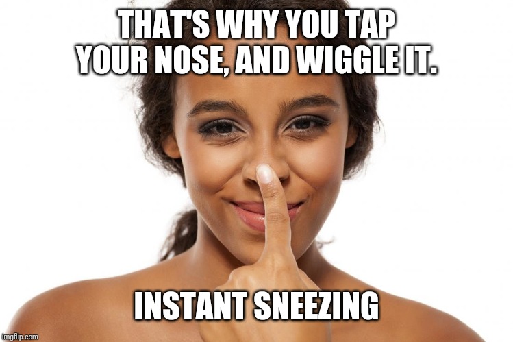 THAT'S WHY YOU TAP YOUR NOSE, AND WIGGLE IT. INSTANT SNEEZING | made w/ Imgflip meme maker