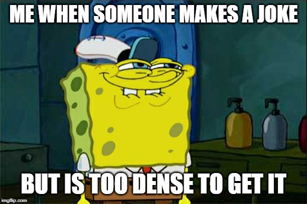 Don't You Squidward Meme | ME WHEN SOMEONE MAKES A JOKE; BUT IS TOO DENSE TO GET IT | image tagged in memes,dont you squidward | made w/ Imgflip meme maker