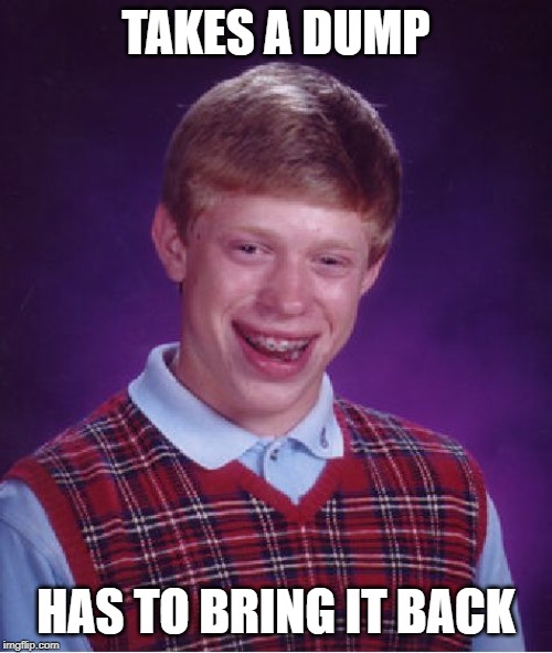 brian thief | TAKES A DUMP; HAS TO BRING IT BACK | image tagged in memes,bad luck brian,poop,funny memes | made w/ Imgflip meme maker