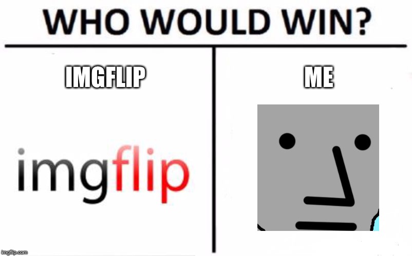 Who Would Win? Meme | IMGFLIP; ME | image tagged in memes,who would win | made w/ Imgflip meme maker