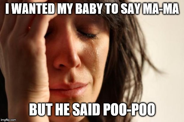 First World Problems | I WANTED MY BABY TO SAY MA-MA; BUT HE SAID POO-POO | image tagged in memes,first world problems | made w/ Imgflip meme maker