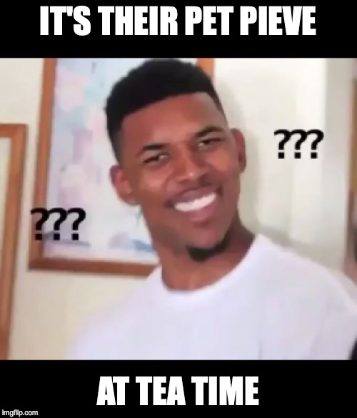 what the fuck n*gga wtf | IT'S THEIR PET PIEVE AT TEA TIME | image tagged in what the fuck ngga wtf | made w/ Imgflip meme maker
