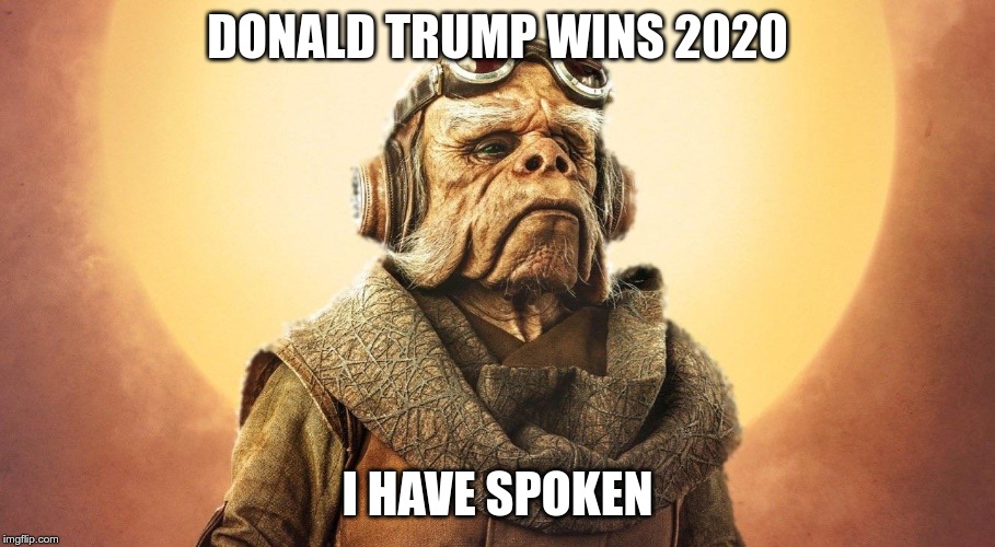 "I Have Spoken." -Kuill the Ugnaught | DONALD TRUMP WINS 2020; I HAVE SPOKEN | image tagged in i have spoken -kuill the ugnaught | made w/ Imgflip meme maker