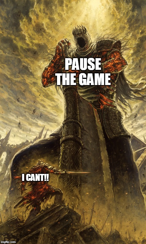 Monster vs me | PAUSE THE GAME I CANT!! | image tagged in monster vs me | made w/ Imgflip meme maker