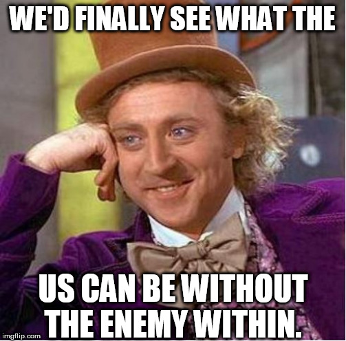 WE'D FINALLY SEE WHAT THE US CAN BE WITHOUT THE ENEMY WITHIN. | made w/ Imgflip meme maker