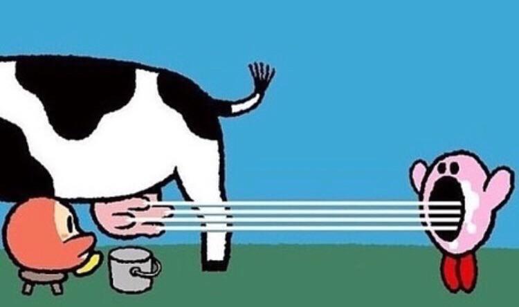 High Quality kirby inhaling milk Blank Meme Template