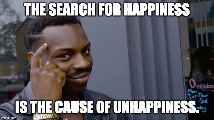 Roll Safe Think About It Meme | THE SEARCH FOR HAPPINESS; IS THE CAUSE OF UNHAPPINESS. | image tagged in memes,roll safe think about it | made w/ Imgflip meme maker