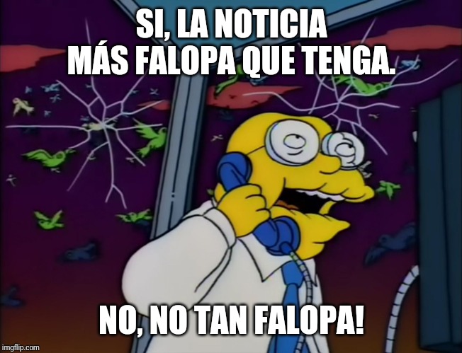 Hans Moleman Too Big | SI, LA NOTICIA MÁS FALOPA QUE TENGA. NO, NO TAN FALOPA! | image tagged in hans moleman too big | made w/ Imgflip meme maker