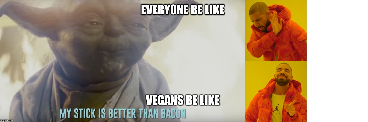 EVERYONE BE LIKE; VEGANS BE LIKE | image tagged in memes,drake hotline bling | made w/ Imgflip meme maker