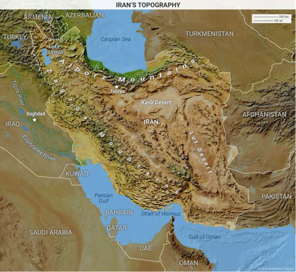 Iran map topography Blank Meme Template