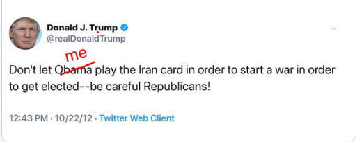 High Quality Adjusted Trump Tweet Iran Blank Meme Template