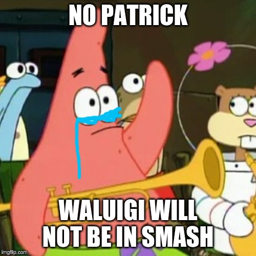 No Patrick | NO PATRICK; WALUIGI WILL NOT BE IN SMASH | image tagged in memes,no patrick | made w/ Imgflip meme maker