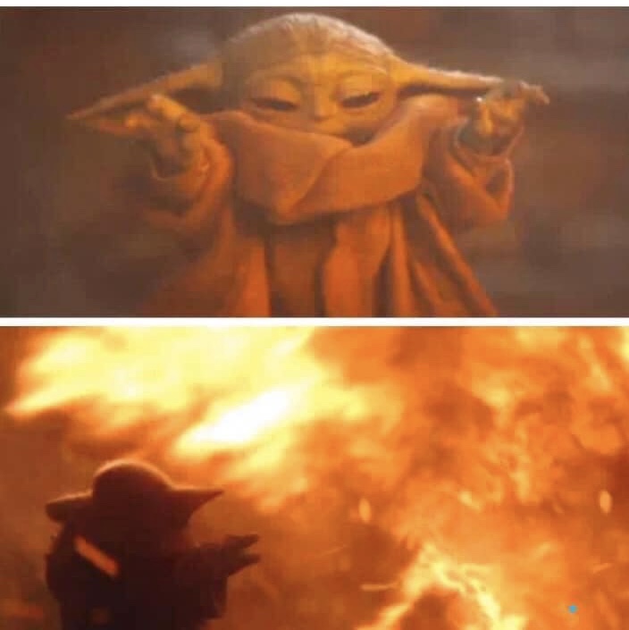 Baby Yoda Fire Blank Meme Template