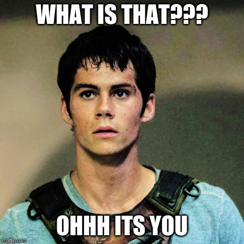 Thomas Maze runner | WHAT IS THAT??? OHHH ITS YOU | image tagged in thomas maze runner | made w/ Imgflip meme maker