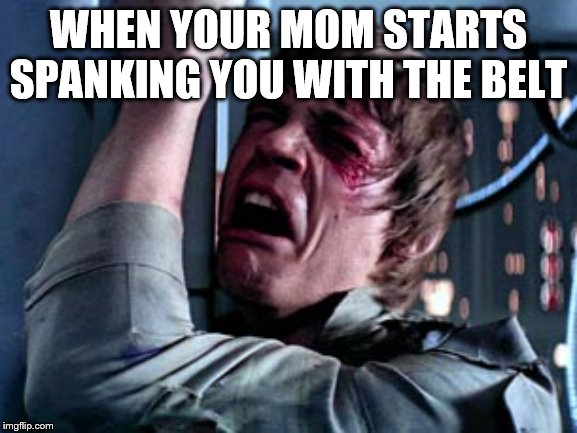Luke Skywalker Noooo | WHEN YOUR MOM STARTS SPANKING YOU WITH THE BELT | image tagged in luke skywalker noooo | made w/ Imgflip meme maker